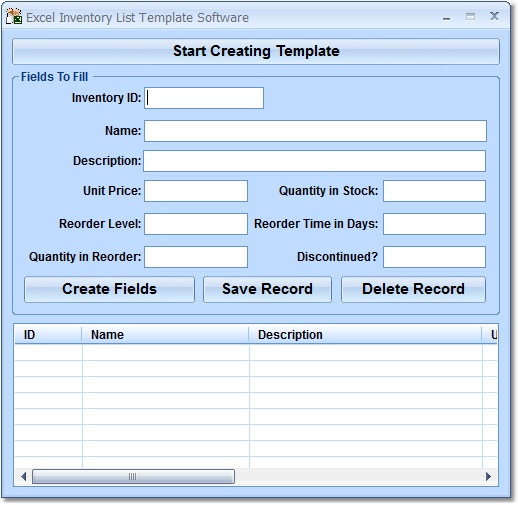 Click to view Excel Inventory List Template Software 7.0 screenshot
