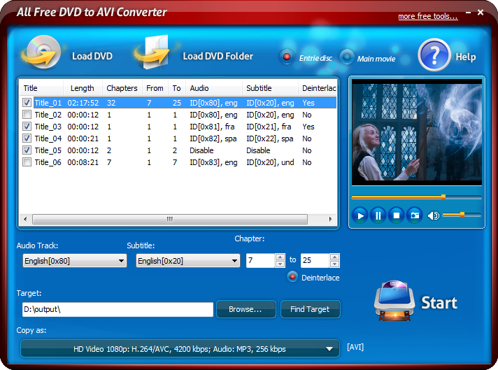 Screenshot for All Free DVD to AVI Converter 6.0.3