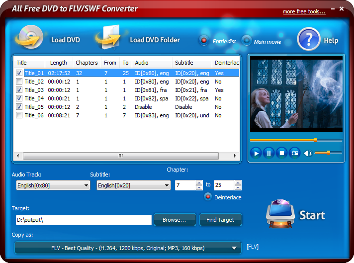 Click to view All Free DVD to FLV/SWF Converter 6.0.2 screenshot