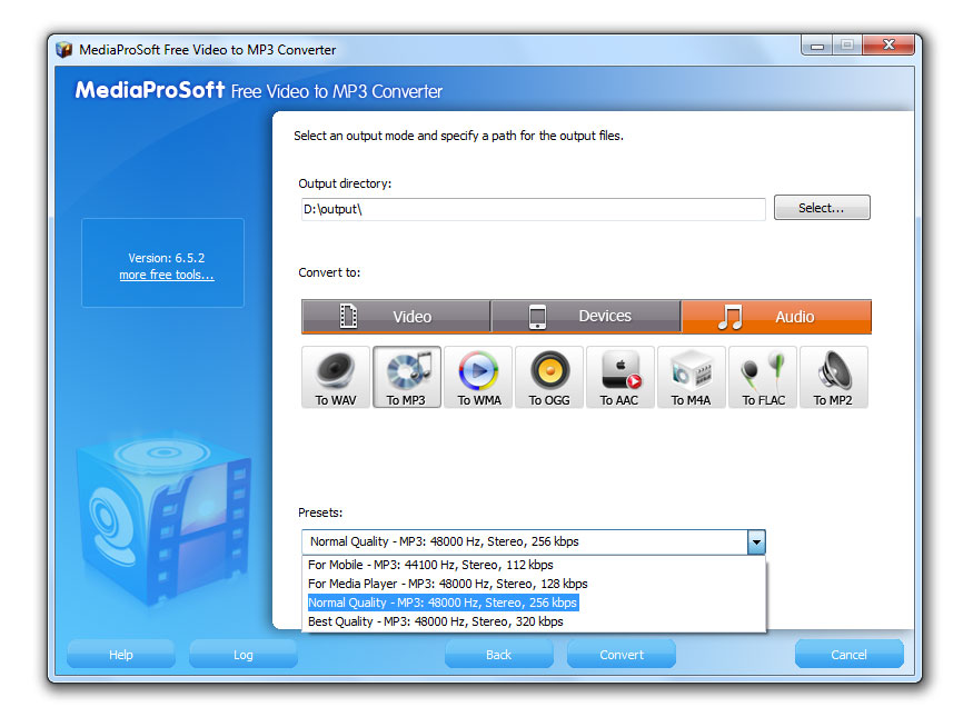 Click to view MediaProSoft Free Video to MP3 Converter 6.4.3 screenshot
