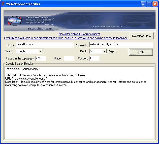 Click to view WebPlacementVerifier 1.0 screenshot