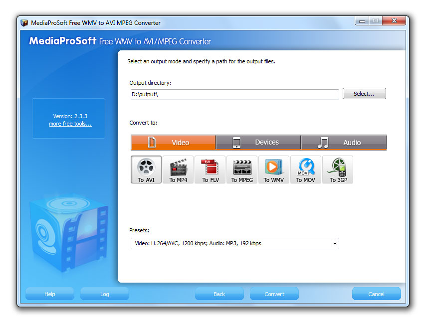 Click to view MediaProSoft Free WMV to AVI Converter 6.4.3 screenshot