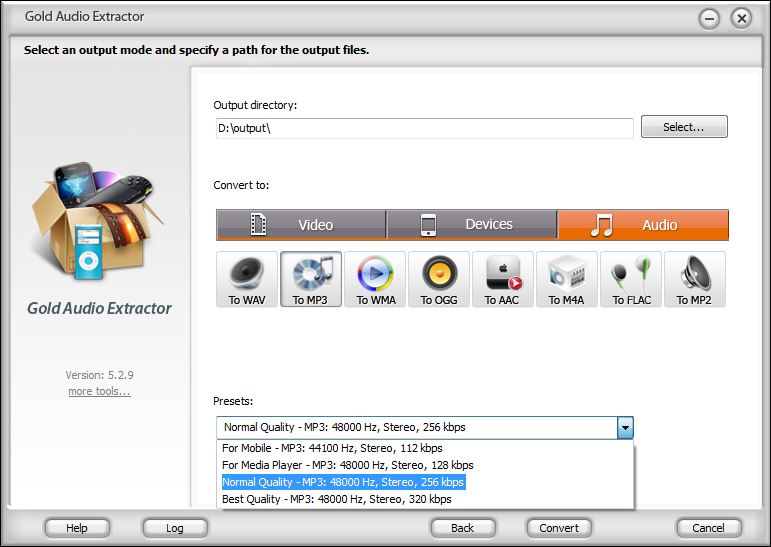 Click to view Gold Audio Extractor 6.9.7 screenshot