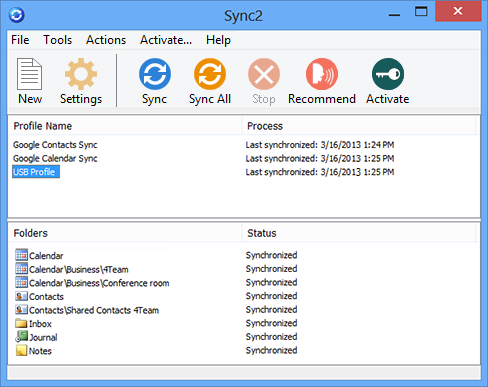 Click to view Sync2 for Outlook 2.50 screenshot