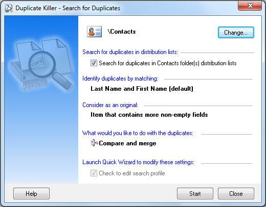 Click to view Duplicate Killer for Microsoft Outlook 3.41 screenshot