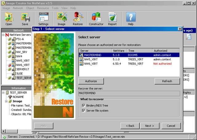 Click to view Novell NetWare Revisor 3.8 screenshot