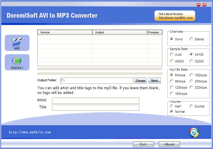 Click to view Doremisoft AVI to MP3 Converter 1.50 screenshot