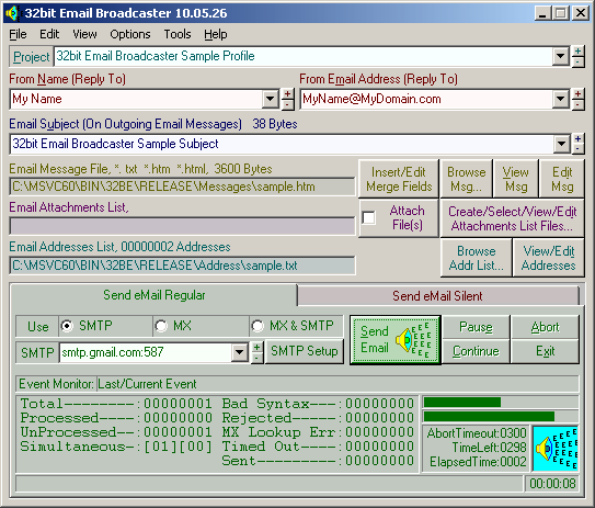 Click to view 32bit Email Broadcaster 14.01.01 screenshot