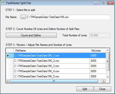 Click to view TextMaster Split File 2.0 screenshot