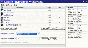 Click to view ApecSoft RMVB WMV to AVI Converter 2.10 screenshot