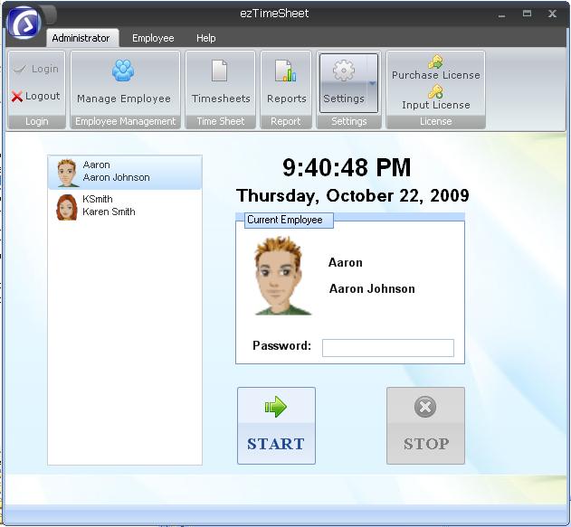 Click to view ezTimeSheet Employee Time Tracker 2.0.11 screenshot