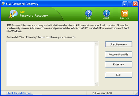 Click to view AIM Password Recovery 1.8 screenshot