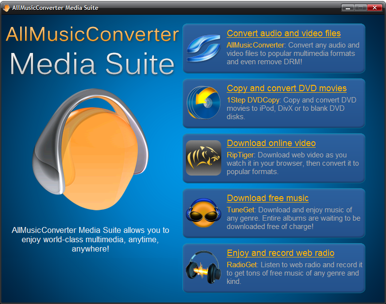Click to view AllMusicConverter Media Suite 4.3.8 screenshot