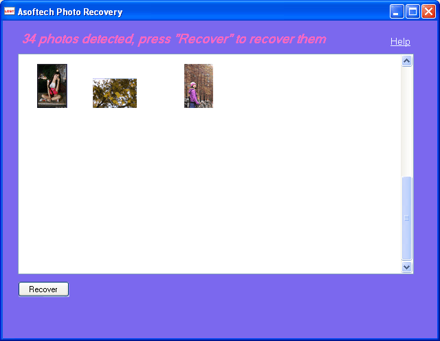Click to view Asoftech Photo Recovery 3.47 screenshot