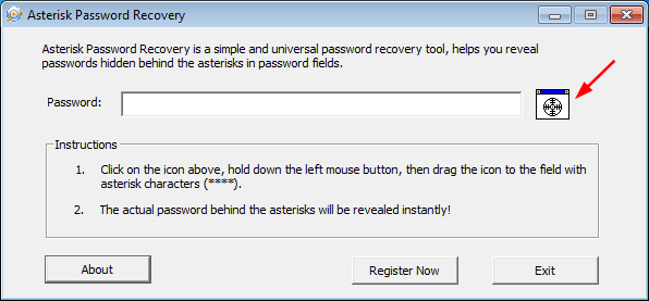 Click to view Asterisk Password Recovery 2.1 screenshot