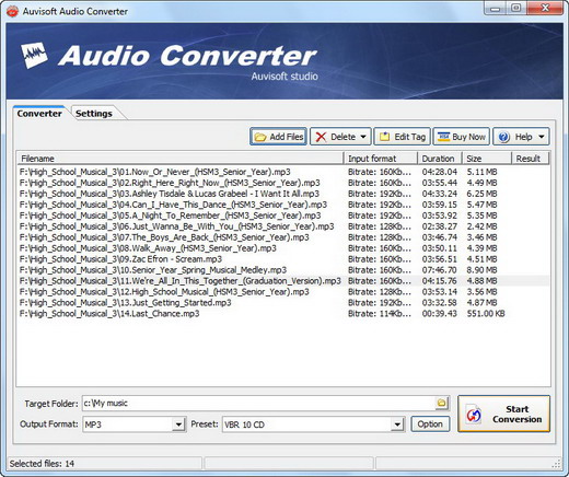 Click to view Auvisoft Audio Converter 2.9 screenshot