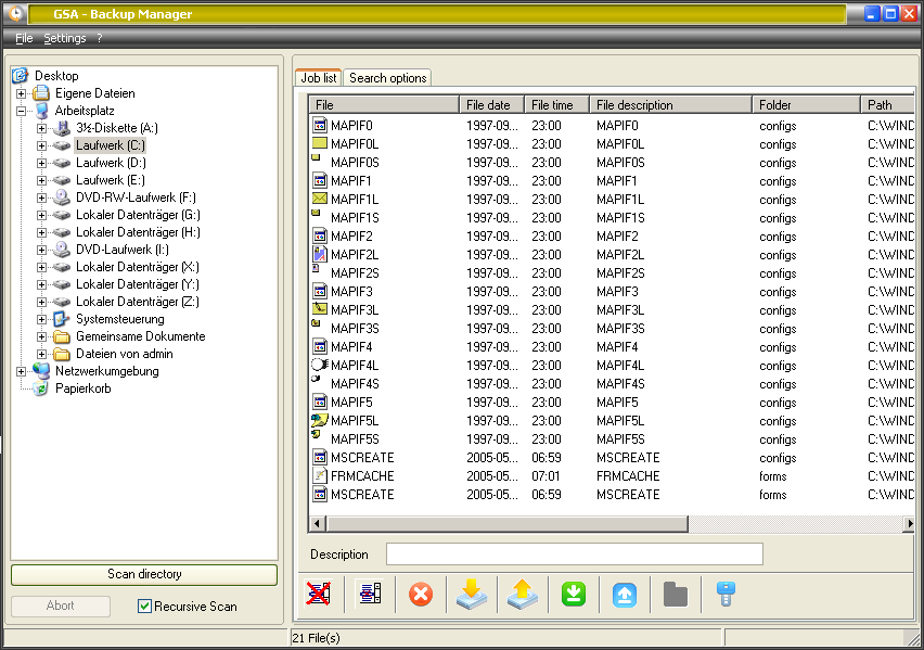 Click to view GSA Backup Manager 2.0.8 screenshot