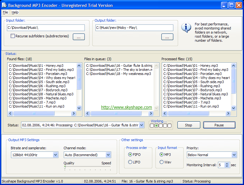 Click to view Background MP3 Encoder 1.1.1 screenshot