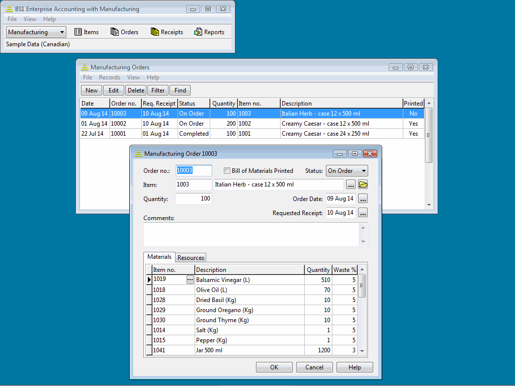 Click to view BS1 Enterprise with Manufacturing 2014.6 screenshot