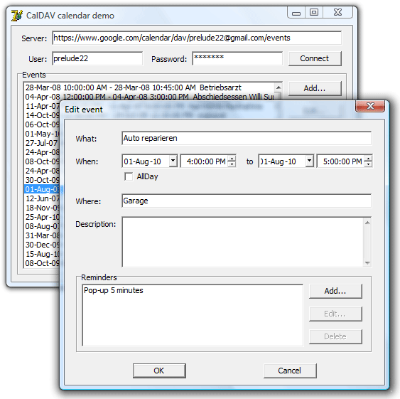 Click to view CalDAV Calendar Delphi Component 1.0 screenshot
