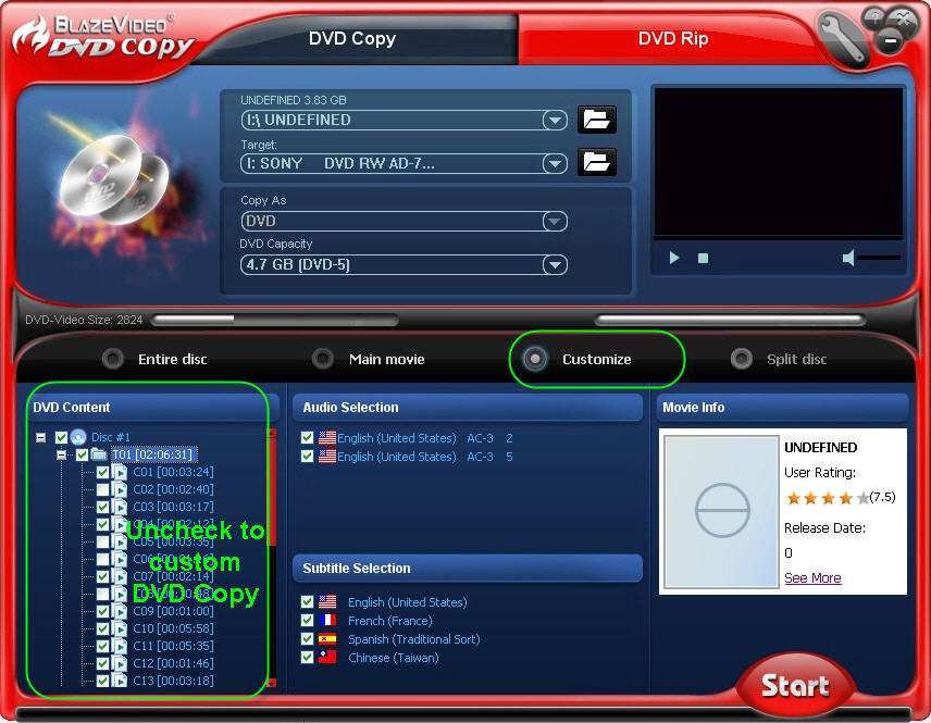 Click to view BlazeVideo DVD Copy 7.0.0.0 screenshot