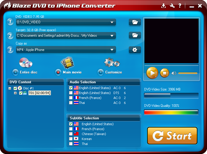 Click to view BlazeVideo DVD to iPhone Converter 3.0.0.3 screenshot