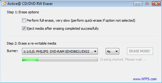 Click to view Active@ DVD Eraser 1.0 screenshot