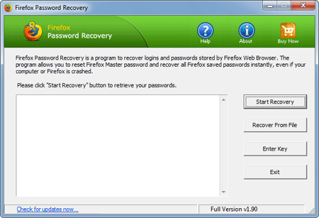 Click to view Firefox Password Recovery 1.8 screenshot
