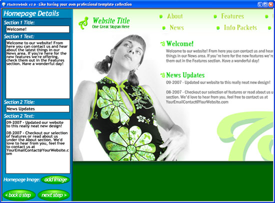 Click to view FlashWebKit Flash Website Builder 2.1 screenshot