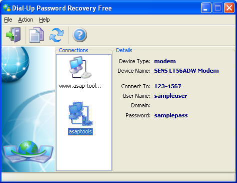 Click to view Dial-Up Password Recovery FREE 1.0.5.1 screenshot