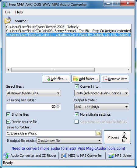 Click to view Magic M4A To MP3 Converter 2.8.6 screenshot