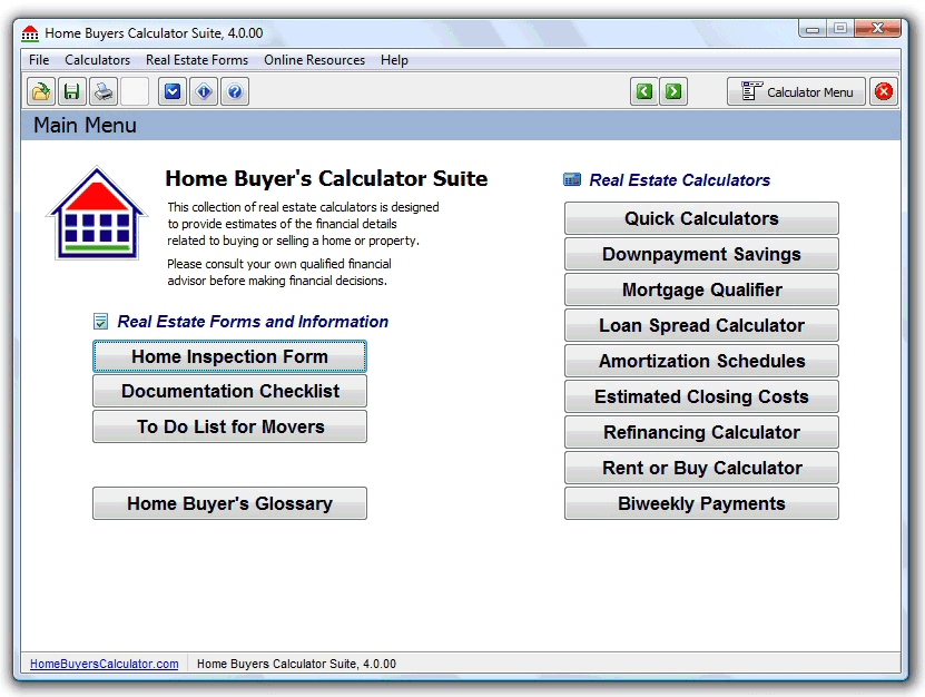 Click to view Home Buyers Calculator Suite 4.1 screenshot