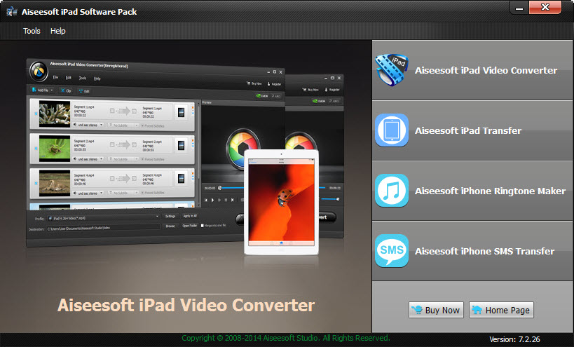 Click to view Aiseesoft iPad Software Pack 7.2.38 screenshot