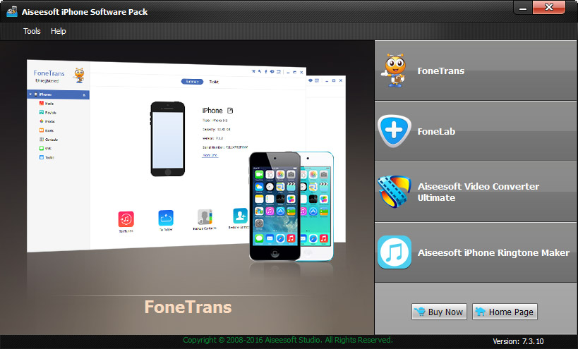Click to view Aiseesoft iPhone Software Pack 7.2.52 screenshot