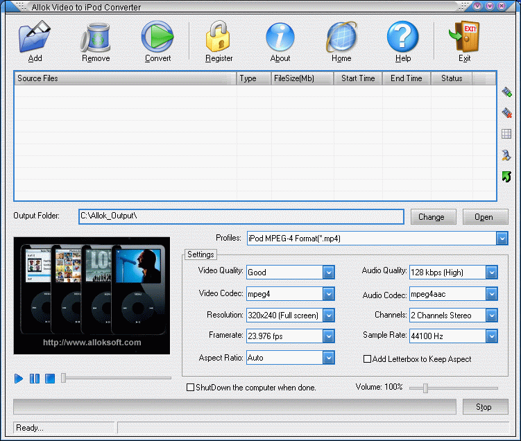 Click to view Ultra iPod Movie Converter 6.0.0202 screenshot