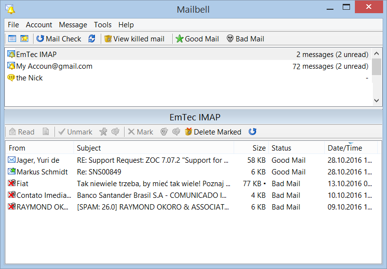 Click to view MailBell (Email Notify, Spam Blocker) 2.61 screenshot