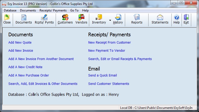 Click to view Ezy Invoice 13.0.0.12 screenshot