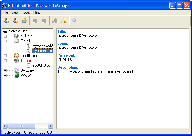 Click to view Bitobit Mithril Password Manager 1.07 screenshot