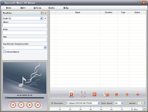 Click to view 3herosoft Music CD Burner 3.0.4.0222 screenshot