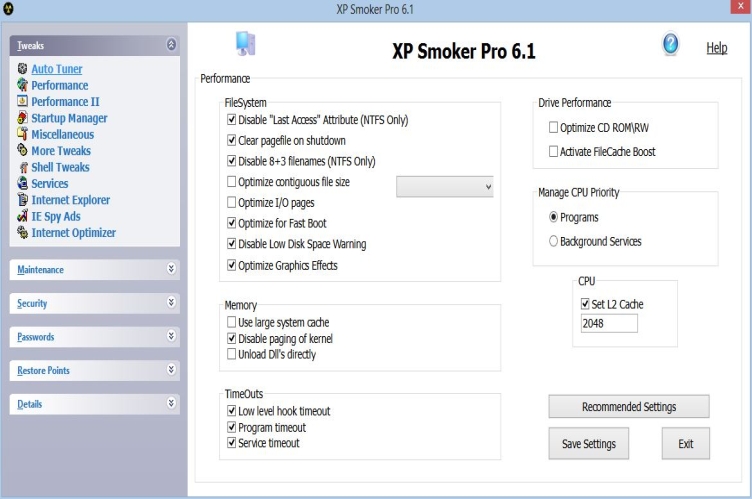 Click to view XP Smoker Pro 6.1 screenshot