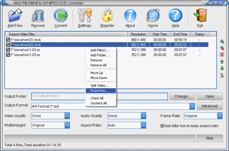 Click to view Allok RM RMVB to AVI MPEG DVD Converter 3.6.0529 screenshot