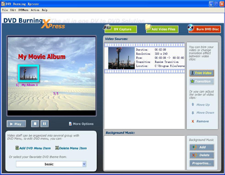 Click to view DVD Burning Xpress 3.31 screenshot