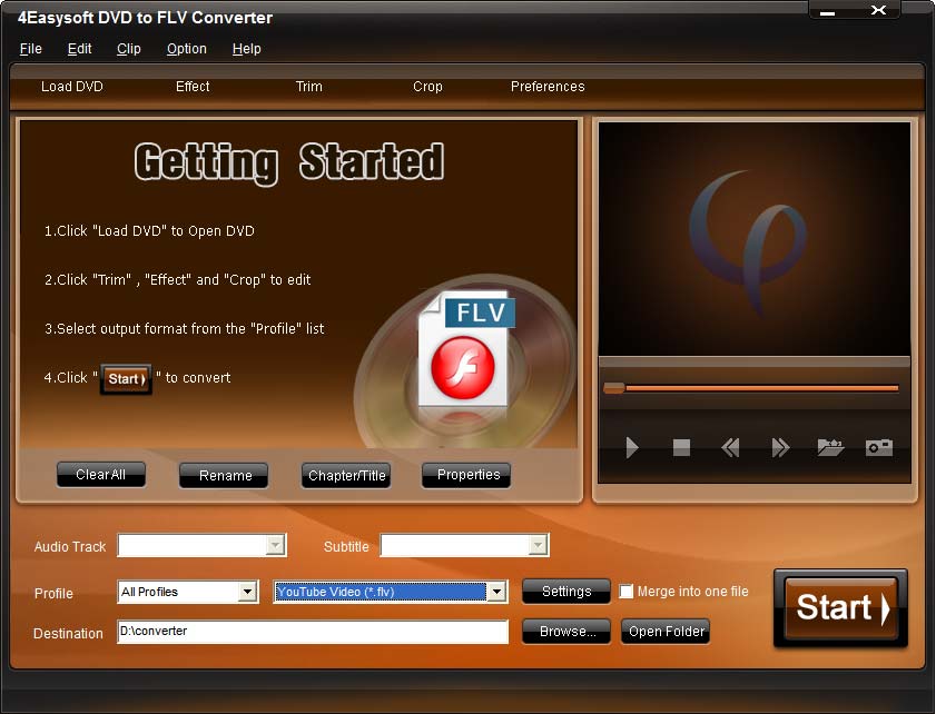 Click to view 4Easysoft DVD to FLV Converter 3.1.10 screenshot