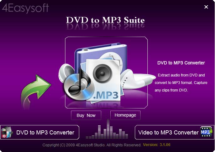 Click to view 4Videosoft DVD to MP3 Suite 3.3.08 screenshot