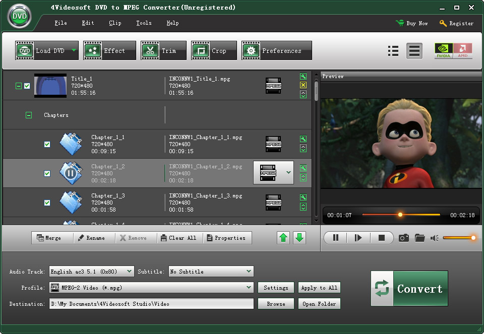 Click to view 4Videosoft DVD to MPEG Converter 3.1.10 screenshot