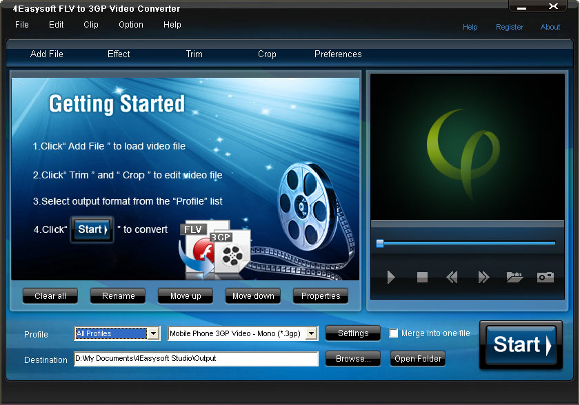 Click to view 4Easysoft FLV to 3GP Video Converter 3.1.06 screenshot