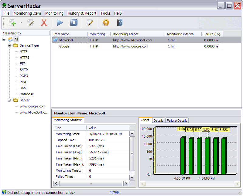 Click to view ServerRadar Website Monitor 5.1.1.3 screenshot