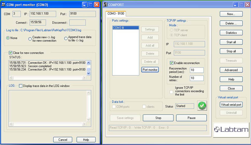 Click to view ReMapPro - COM port utility 3.1 screenshot