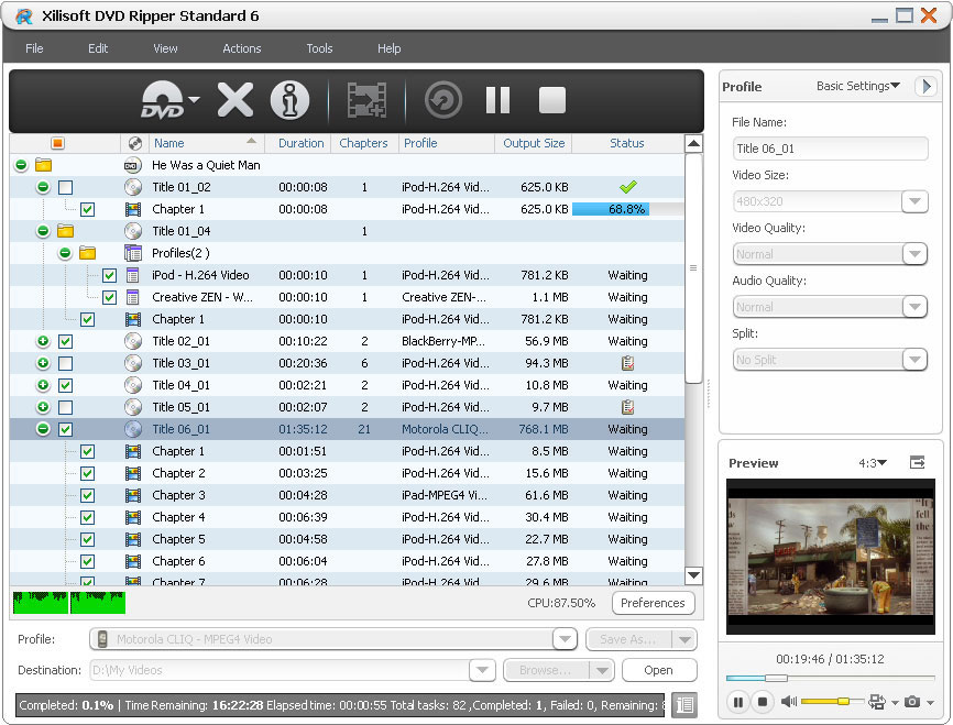 Click to view Xilisoft DVD Ripper Standard 7.0.0.1121 screenshot