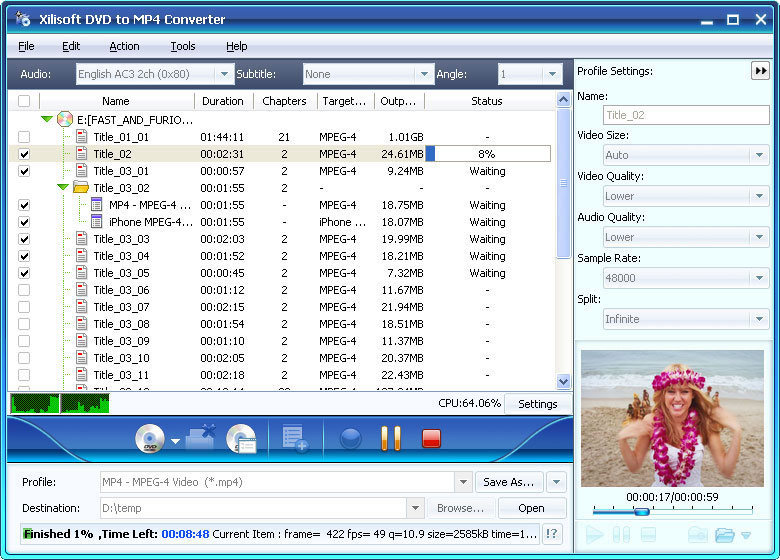 Click to view Xilisoft DVD to MP4 Suite 6.0.14.1104 screenshot